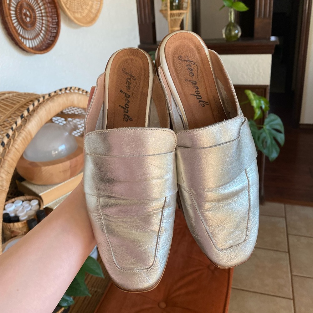 Free People Silver Mule slip on Shoes